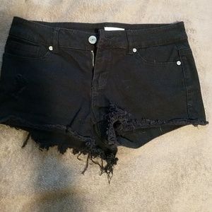 Black denim shorts